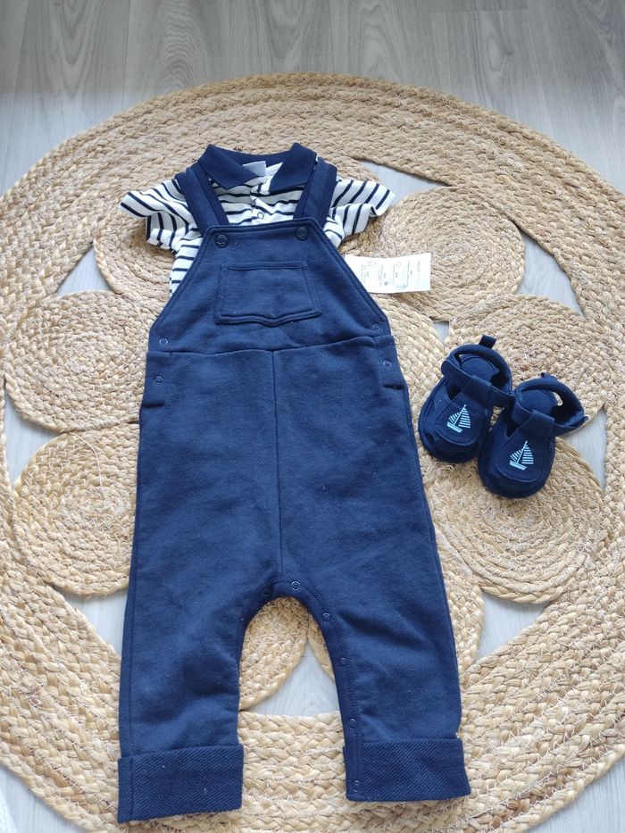 Ensemble Petit bateau salopette marinière - photo numéro 3