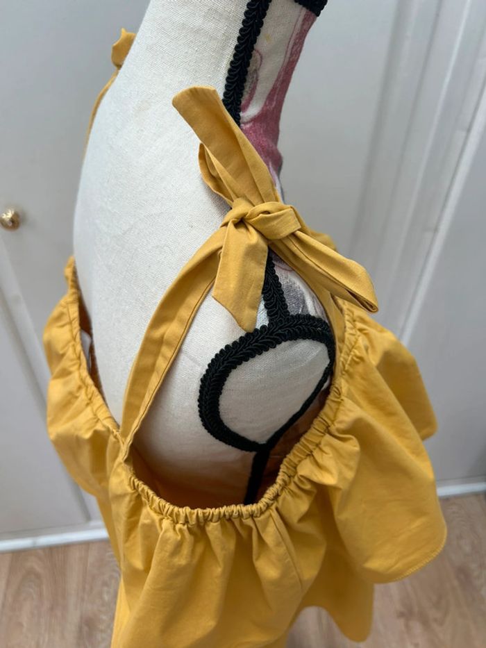 Haut débardeur naf naf bretelles avec noeuds réglables - jaune taille s en coton - photo numéro 3