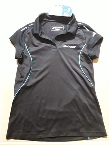 Polo de tennis noir MC fille 8 ans BABOLAT neuf