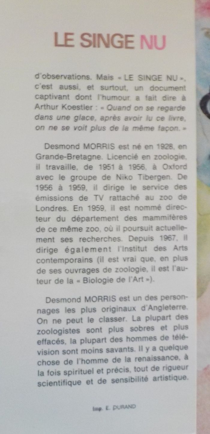 LE SINGE NU par Desmond MORRIS Ed. Grasset - photo numéro 9