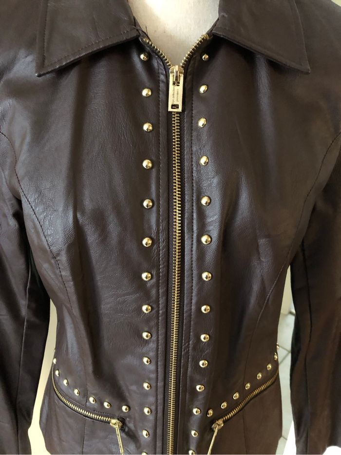 Veste similicuir marron jamais portée - photo numéro 2