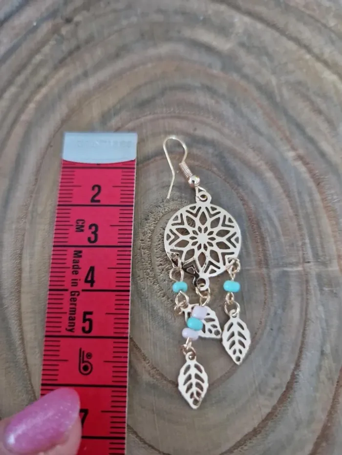 Boucles d'oreilles fantaisies dorées attrape-reve - photo numéro 3
