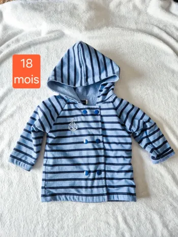 Veste gilet rayures 18 mois les trois dauphins