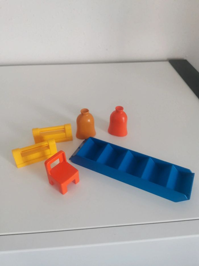 Playmobil 1 2 3 lot vrac accessoire barrière sac foin chaise