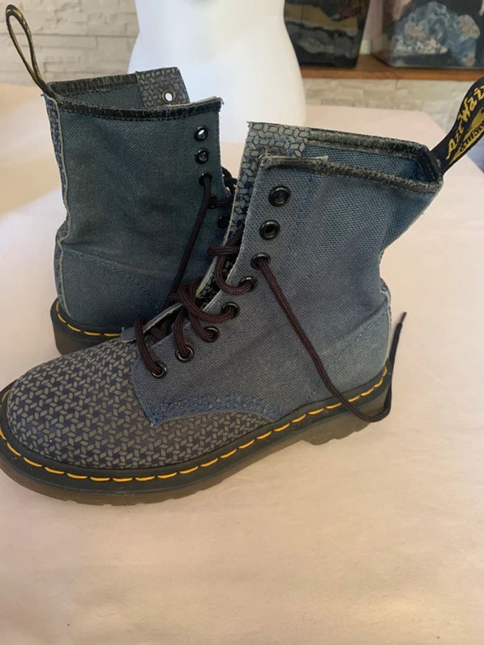 Bottines Dr Martens 1460 en toile et cuir bleus souples, pointure 36 - photo numéro 9