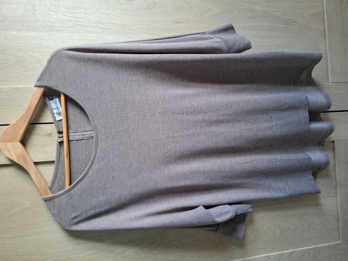 Tee-shirt long marron clair manches 3/4, K Woman, Taille XXL