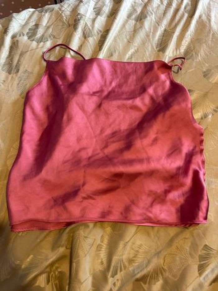 Débardeur caraco rose satin - photo numéro 3