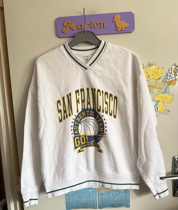 Pull blanc à motifs San Francisco, taille XXS, marque Kiabi - photo numéro 1