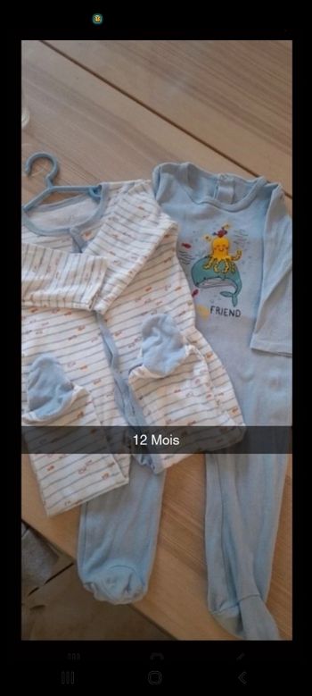 Lot de 2 pyjamas taille 12 Mois