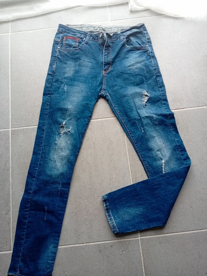 Jeans à trou Homme taille 44 Bleu - photo numéro 2