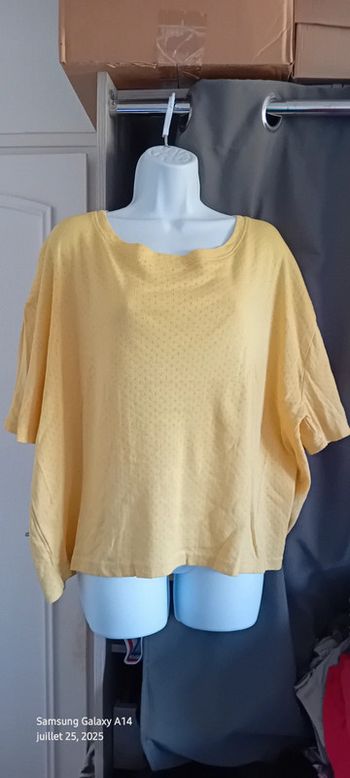 Haut manches courtes oversize maille ajourée motif losanges femme XXL in extenso