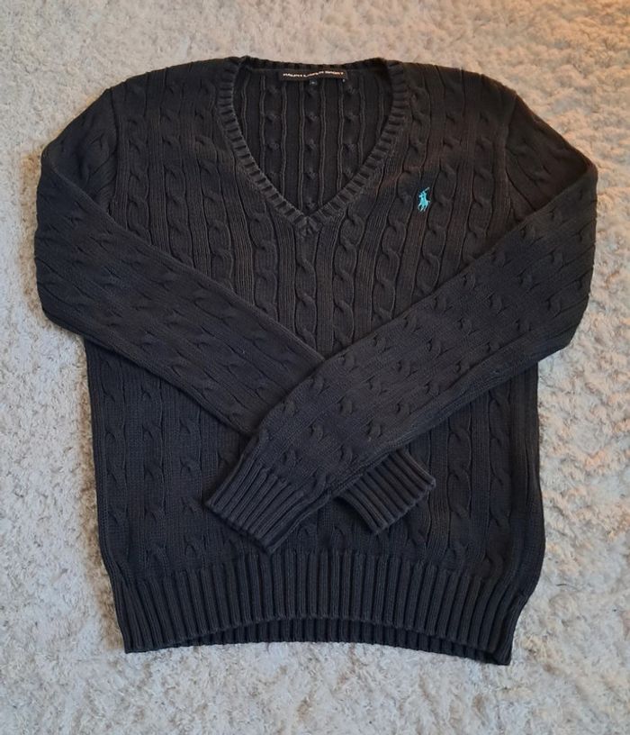 Pull torsadé en V ralph lauren noir - photo numéro 2