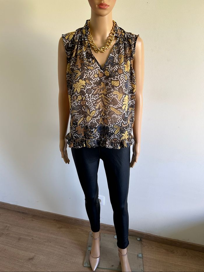 Blouse imprimée transparente neuve sans manches Morgan taille 38 (valeur 45€) - photo numéro 3