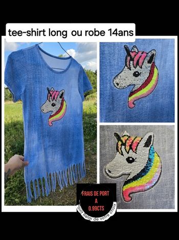 Tee-shirt à frange Licorne fille 14ans sequins