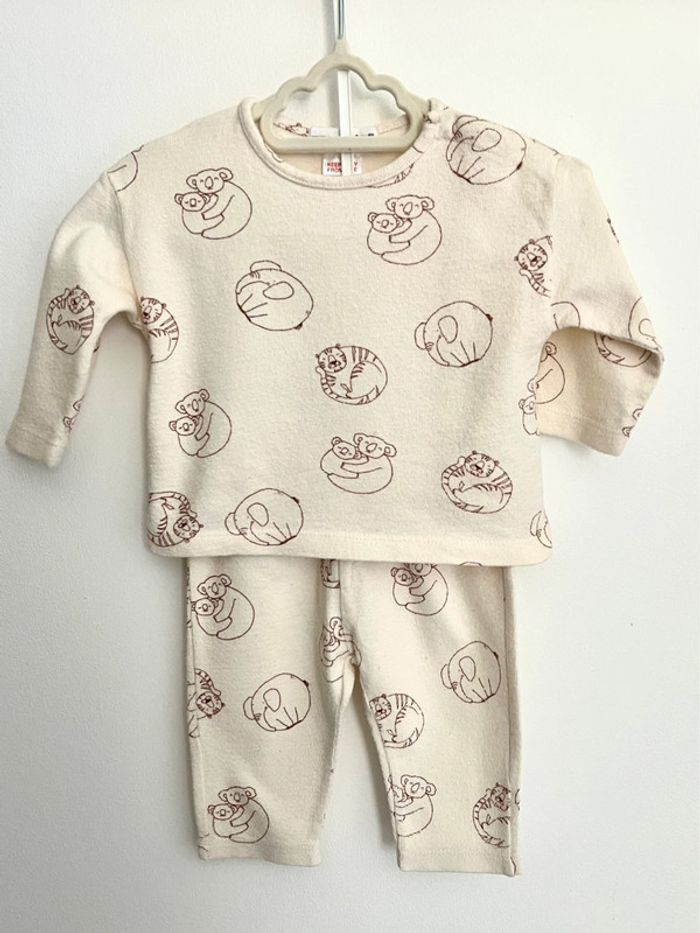 Ensemble bébé pantalon + haut animaux Zara 68cm
