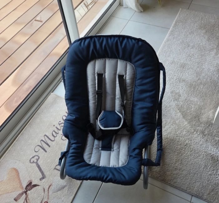 Transat bébé bleu et gris
