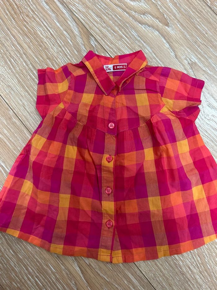 Chemise et pantalon rouge à carreaux - du pareil au même - 6 mois été - 67 cm - photo numéro 7