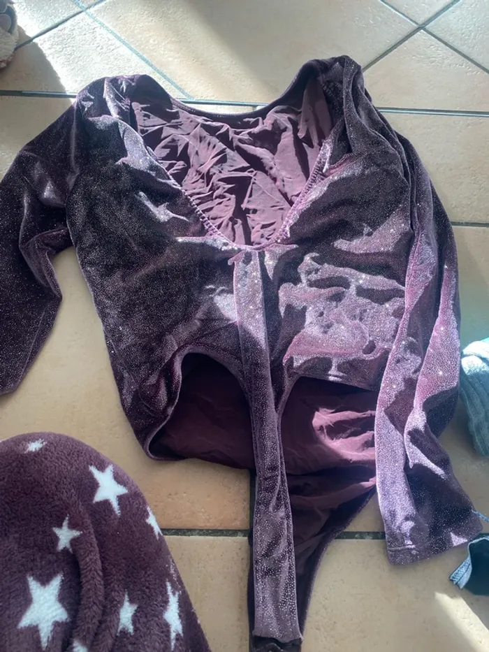 Body femme à paillettes violet m/l - photo numéro 3