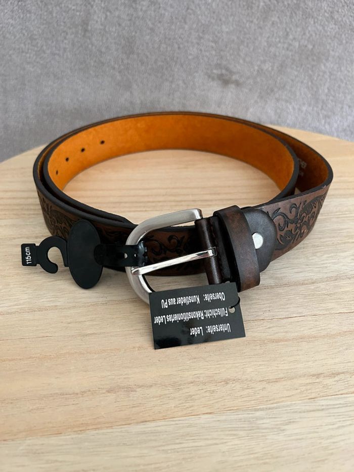 Ceinture en cuir marron taille 115 cm