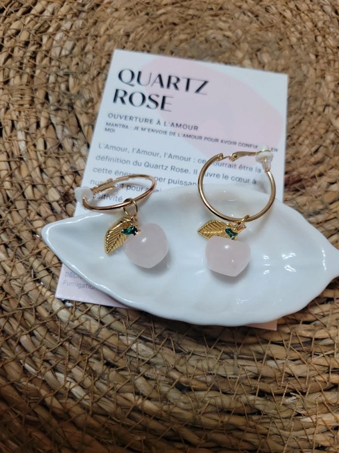 Clips petites pommes quartz rose