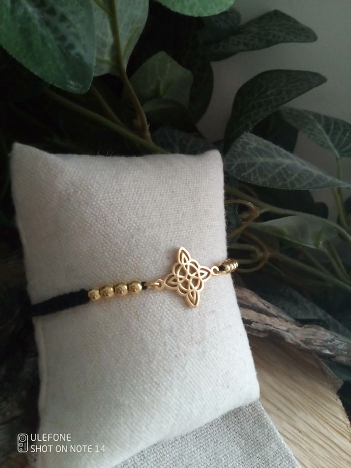Bracelet noir noeud de sorcière doré en acier inoxydable - photo numéro 3