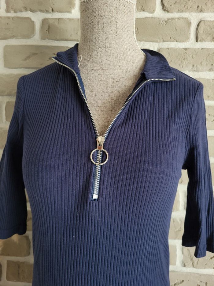 Robe en maille côtelée bleu marine col zippé NA-KD - Neuve - photo numéro 9