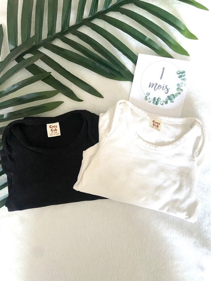 Lot de 2 bodies manches longues – Cosy Baby – Taille 0-1 mois