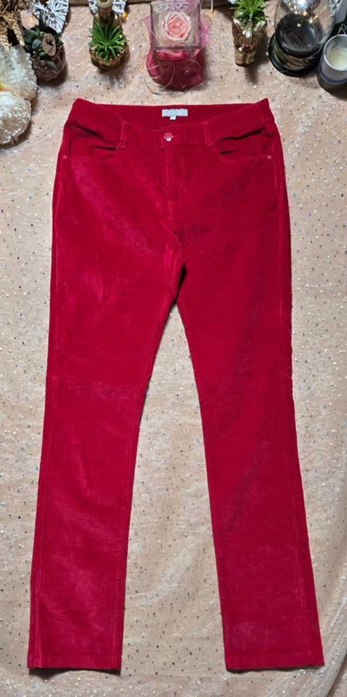 Pantalon rouge effet velours BNK - photo numéro 2