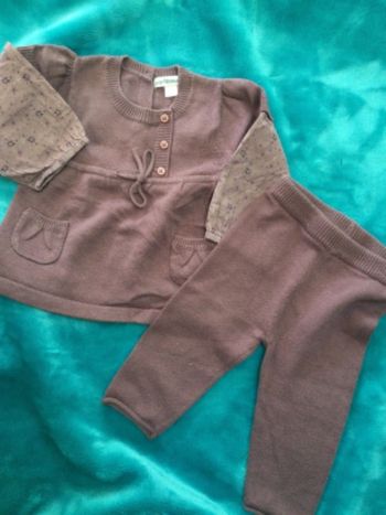 ensemble haut et legging vertbaudet 3 mois tbe 45 % coton 65 % acrylique