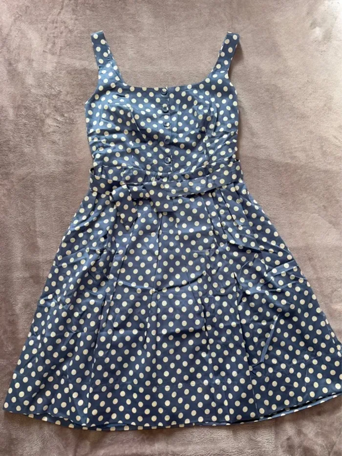 Robe bleue à pois blanc femme taille 42 Sinéquanone en très bon état. - photo numéro 5