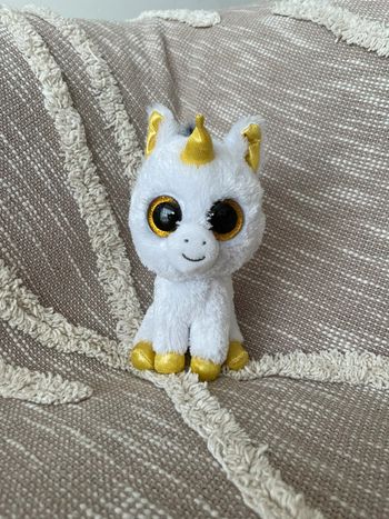 Peluche doudou 18cm TY licorne blanc gris et jaune très bon état