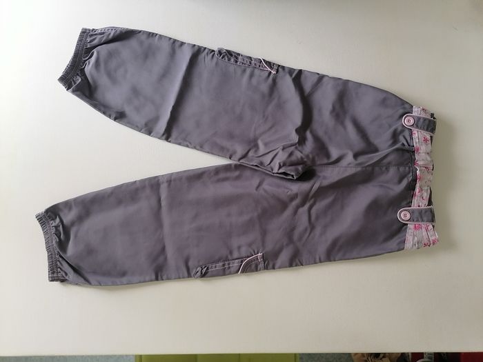 Pantalon fille gris et rose multipoches - photo numéro 3