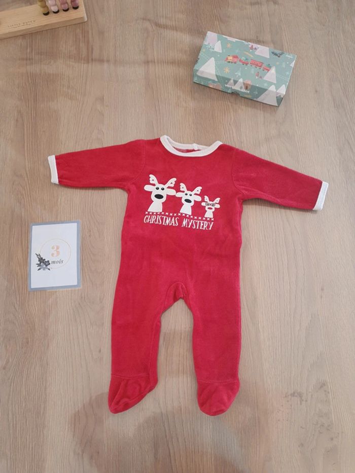 Pyjama Rennes Noël 3 mois Rouge - Vertbaudet