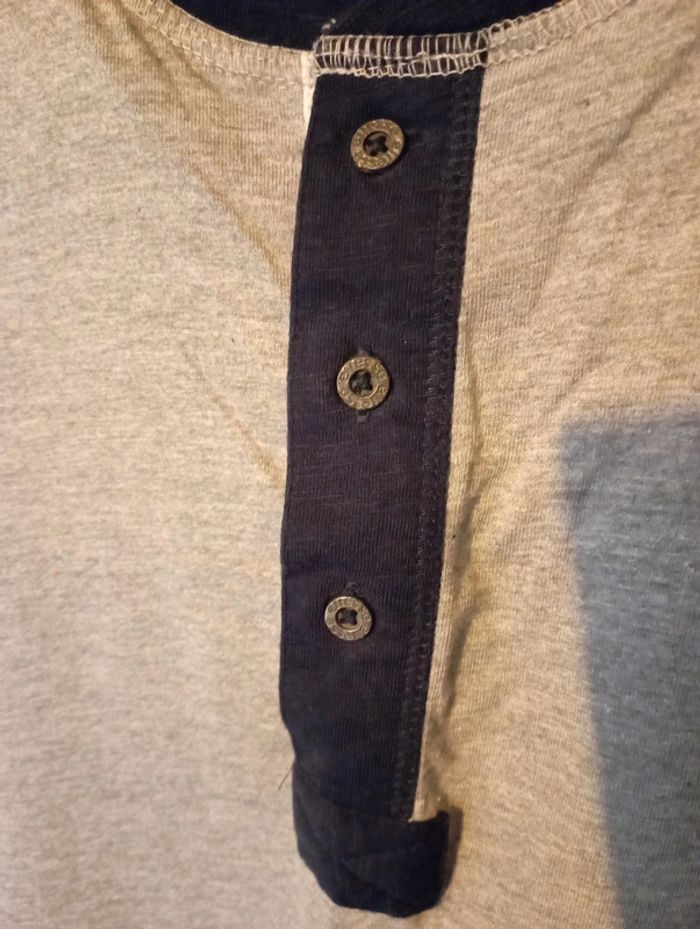 Tee shirt coton homme gris/bleu marine - photo numéro 3