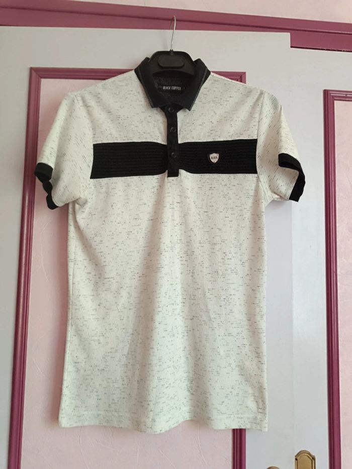 Polo écru noir " Blvck" en T.L - photo numéro 2