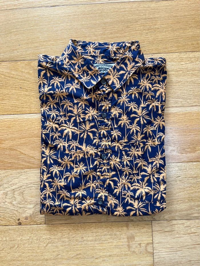 🌴 Chemisette hawaïenne bleu foncé à motif palmier – Jamais portée - photo numéro 5