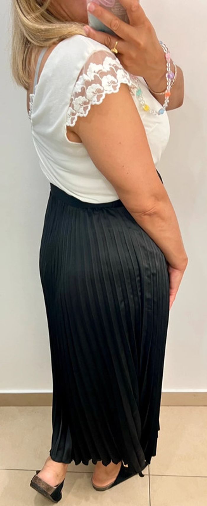 🖤 Jupe Longue plissée satinée noire H&M Taille M - photo numéro 5