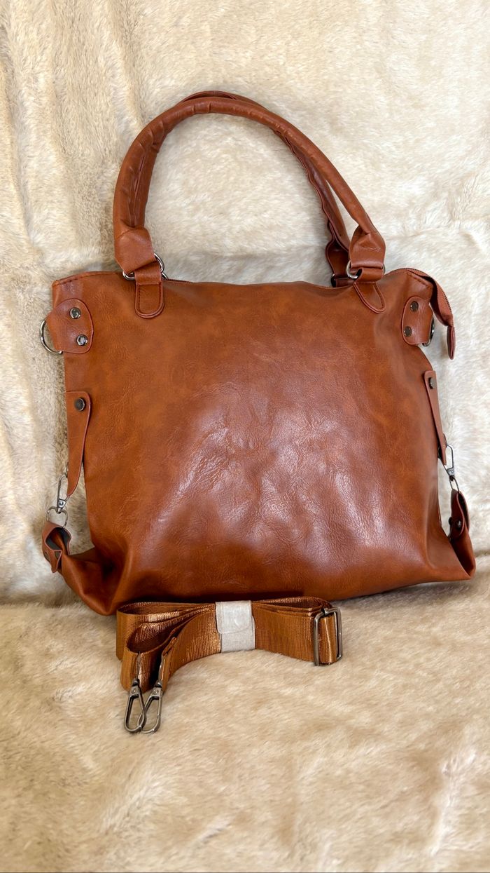 Sac bohème chic marron simili cuir éléphant gravé style ethnique voyage original neuf - photo numéro 3