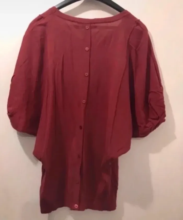 Haut femme été camaïeu très léger manche courte Bordeaux taille XL - photo numéro 3