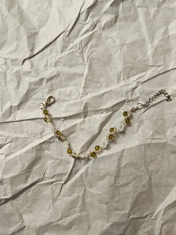 Bracelet fait main vert blanc argenté