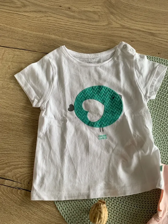 Lot de 2 t-shirt fille  9mois - obaibi - photo numéro 2