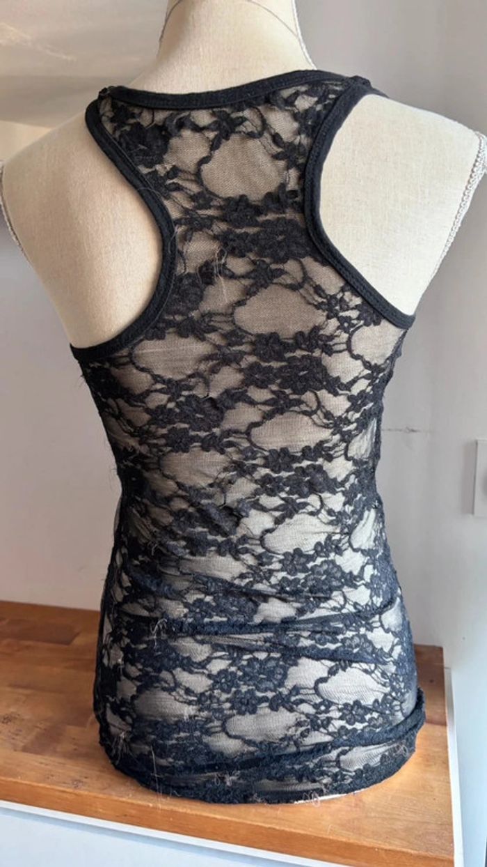 🌸 débardeur en dentelle noir transparent taille unique - photo numéro 3