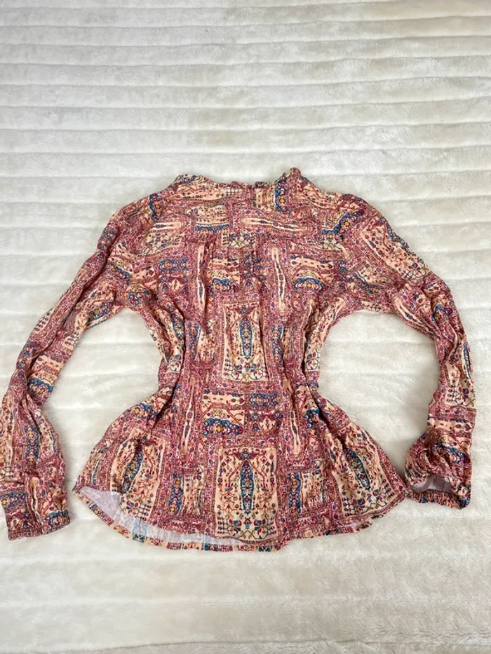 Blouse bohème imprimé ethnique Grain de Malice manches longues fluide - taille M - photo numéro 4