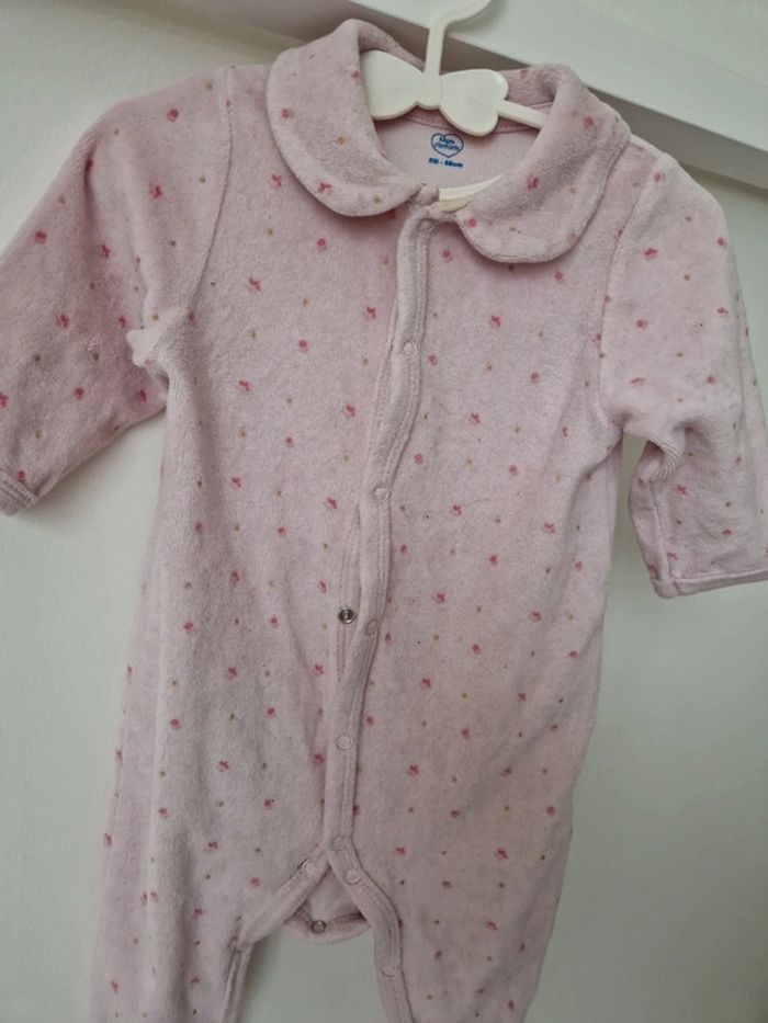 Combinaison pyjama velours rose doré 6mois - photo numéro 2