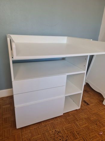 Table à langer, blanc blanc/avec 3 tiroirs 90×79×100