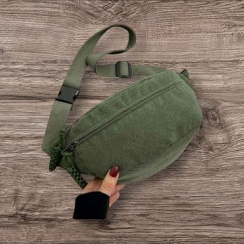Sac banane mixte kaki velours côtelé 