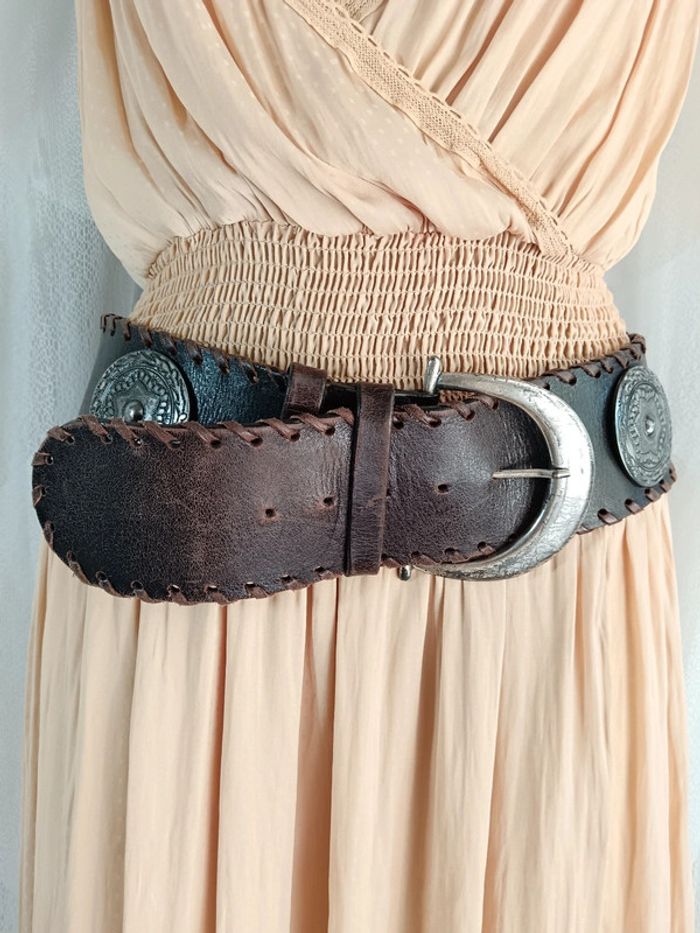 Richard Gampel | ceinture large cuir marron | t. 85 - photo numéro 2