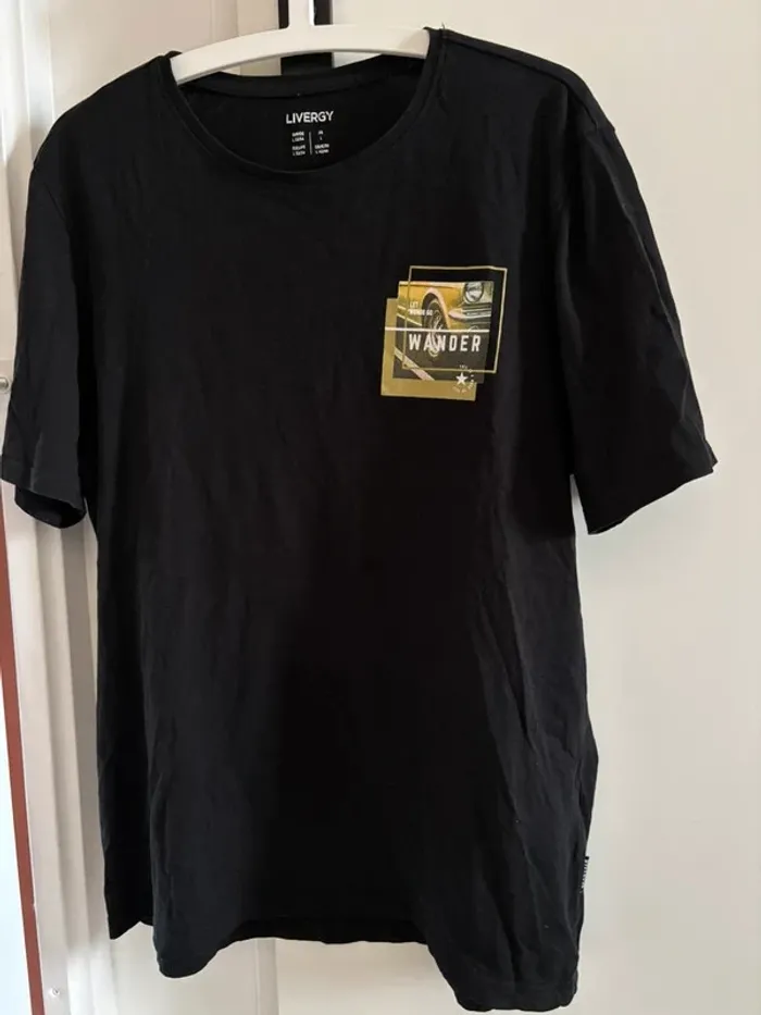 T-shirt noir imprimé Livergy t.L neuf