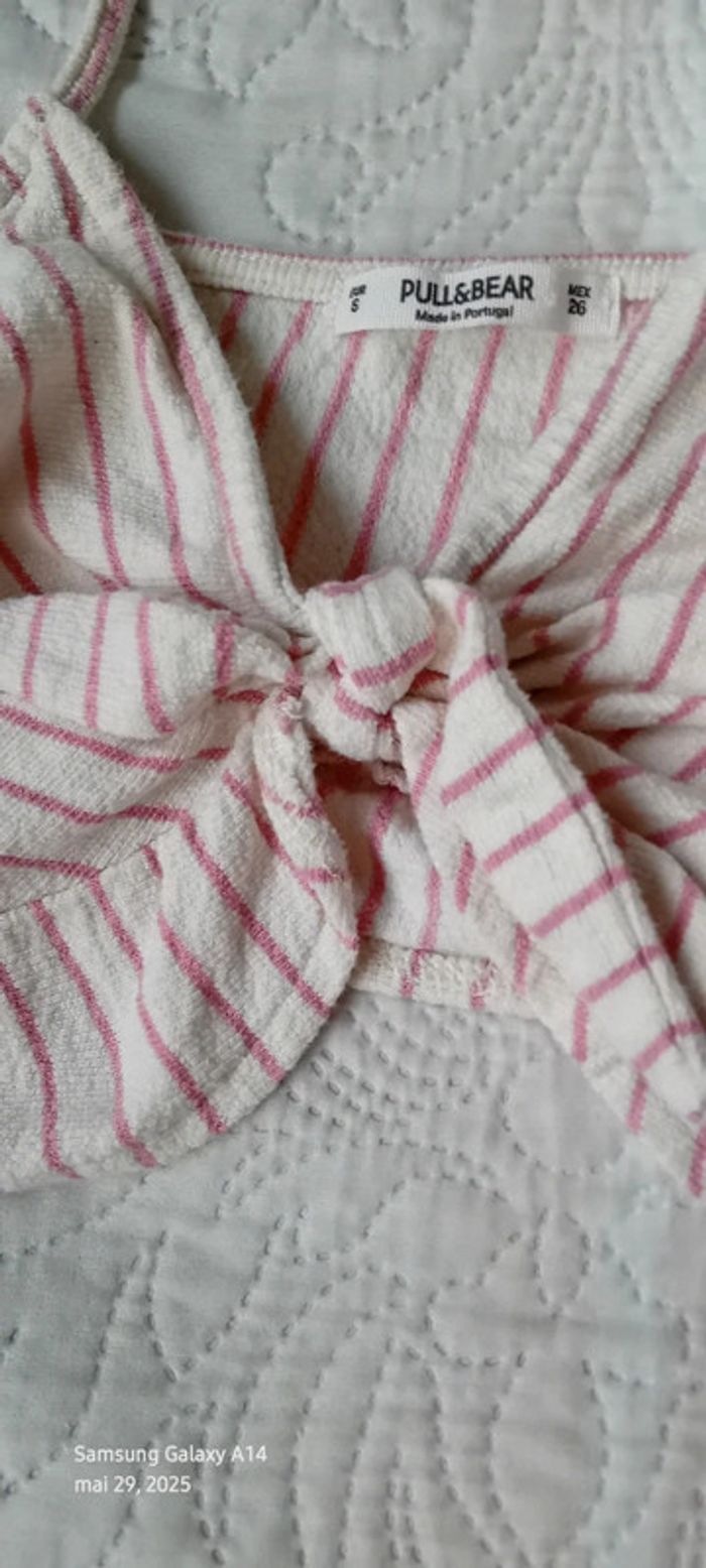 Brassière fines bretelles avec noeud à rayures roses femme S pull & bear - photo numéro 15