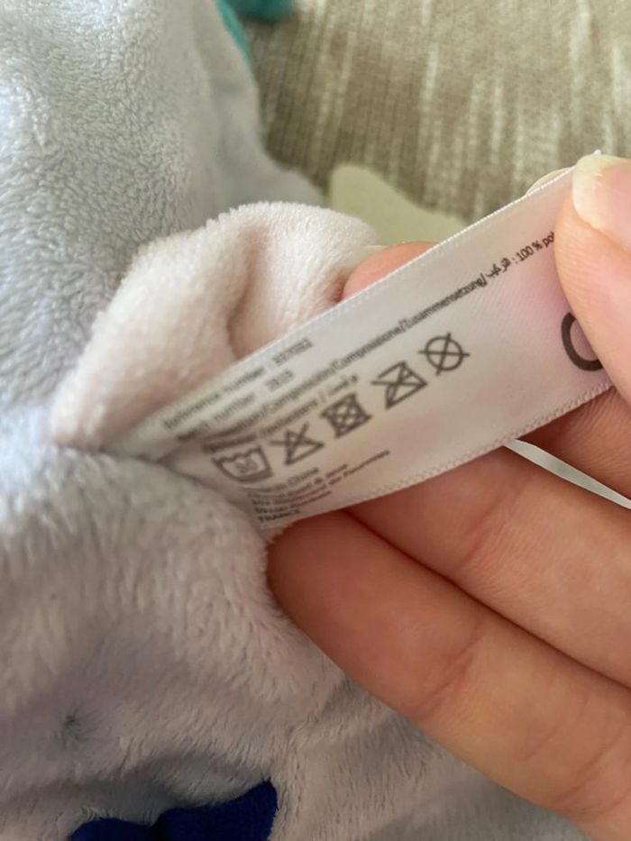 Peluche doudou plat 21cm oxybul poupée fille rousse bleu blanc très bon état - photo numéro 5